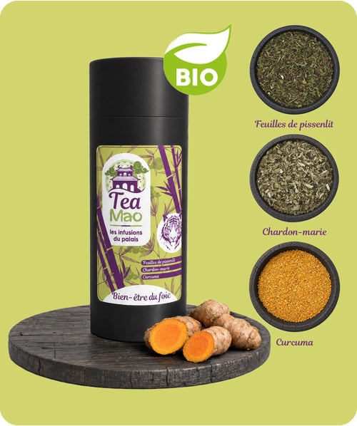 Infusion bien-être du foie BIO – pissenlit, chardon-marie et curcuma – TEA MAO