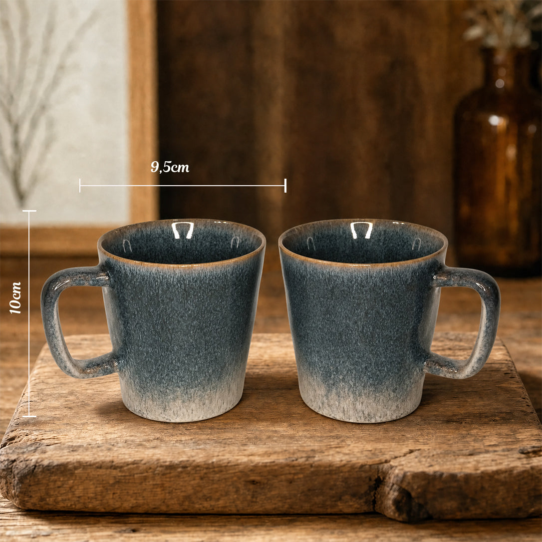 Mug bleu dégradé 400ml en céramique avec glaçage effet ondulation d'eau – compatible micro-ondes, TEA MAO