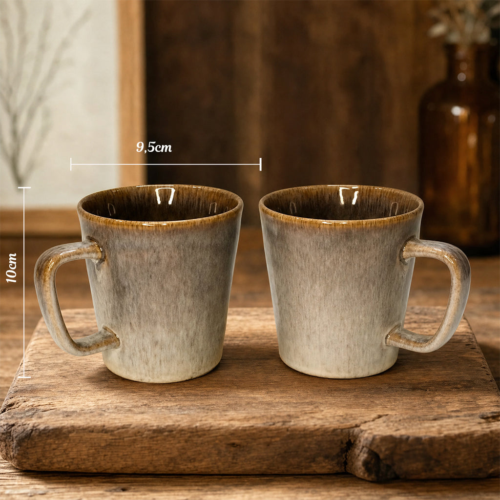 Mug gris dégradé 400ml en céramique avec glaçage effet ondulation d'eau – compatible micro-ondes, TEA MAO