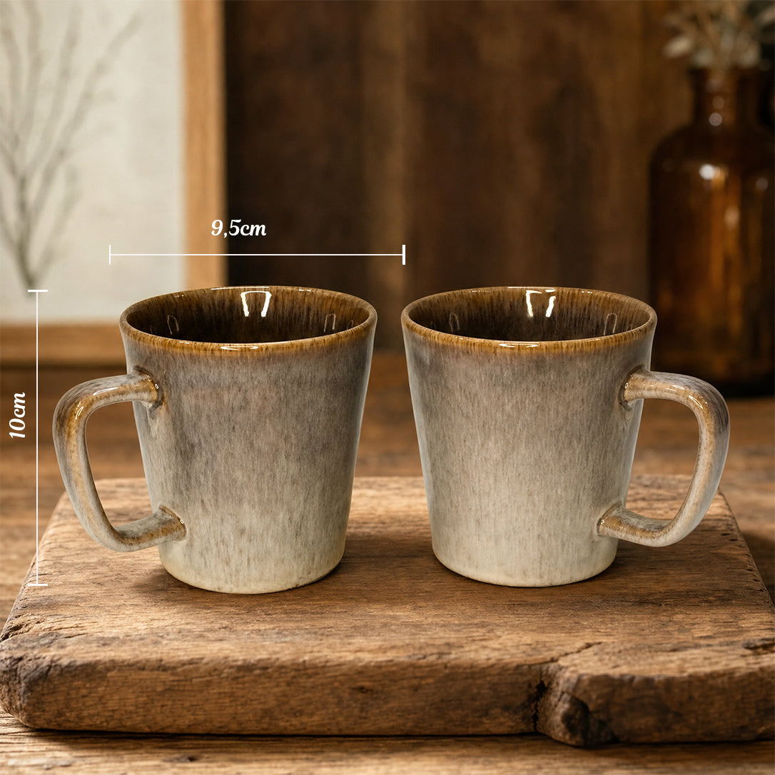 Mug gris dégradé 400ml en céramique avec glaçage effet ondulation d'eau – compatible micro-ondes, TEA MAO