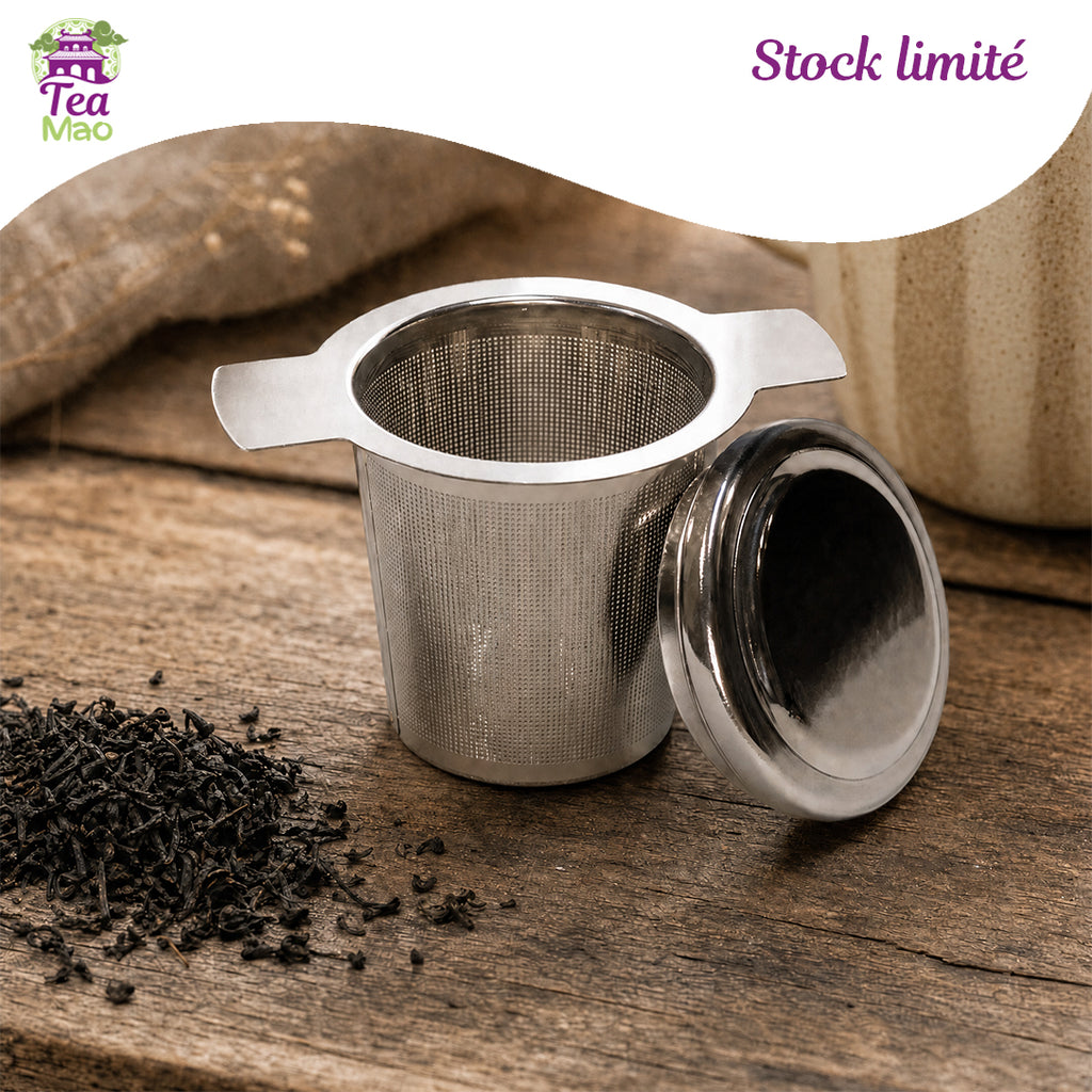 Infuseur en acier inoxydable pour mug avec couvercle et deux poignées – accessoire infusion en vrac, TEA MAO