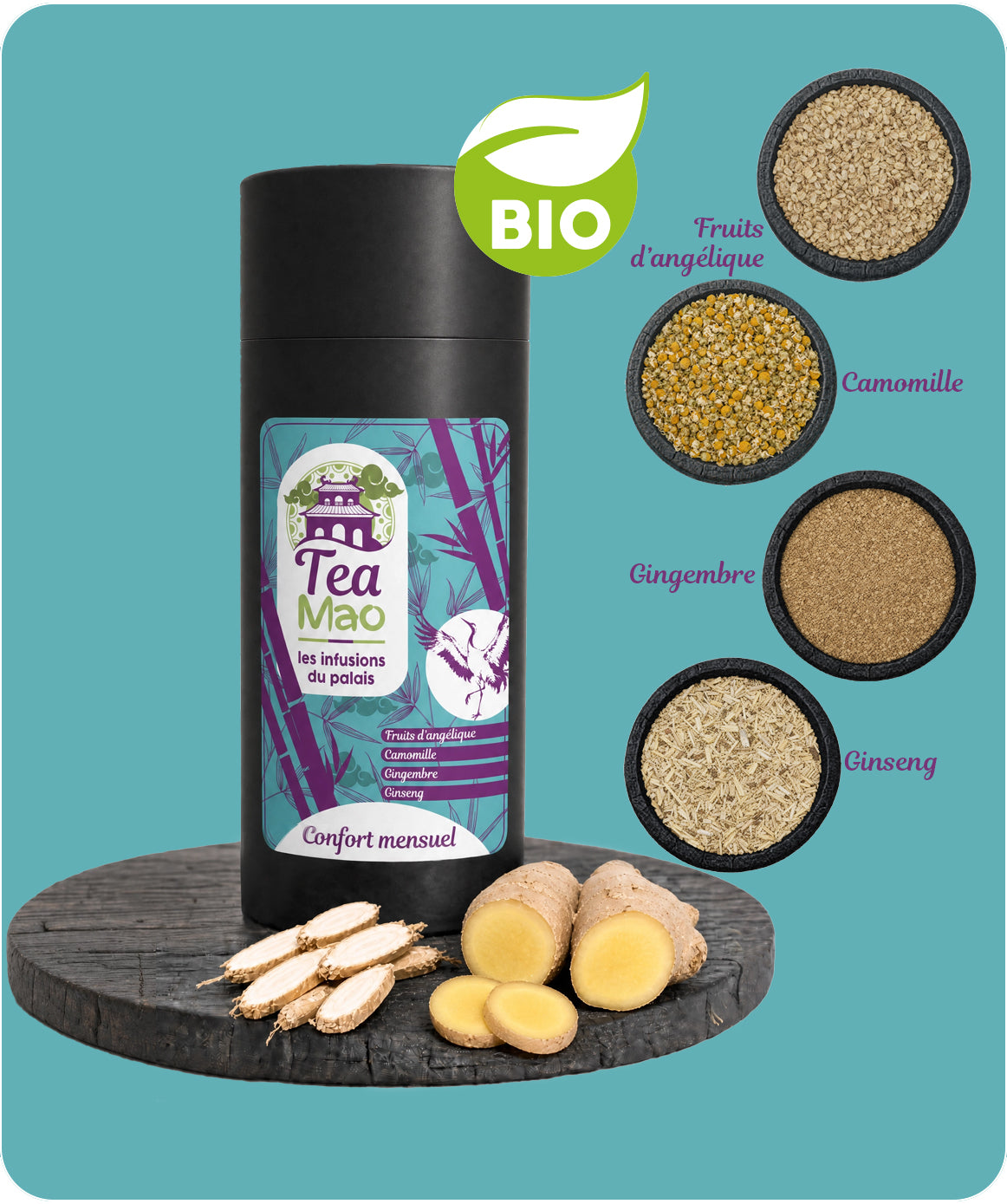 Infusion BIO Confort Mensuel – mélange de plantes pour le confort féminin  TEA MAO