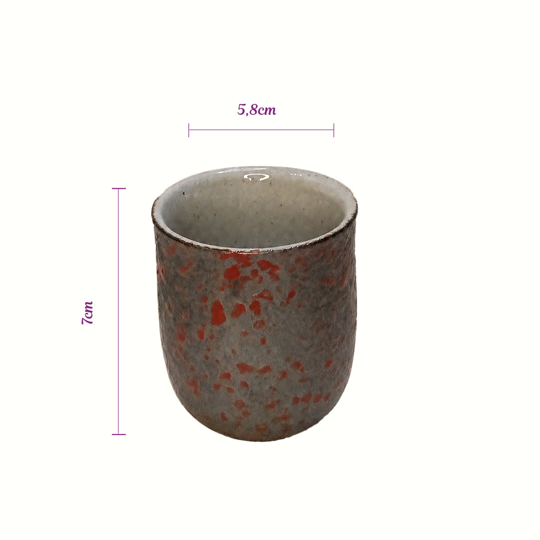 Tasse japonaise à infusion 128ml rouge et grise en céramique – style traditionnel japonais, TEA MAO