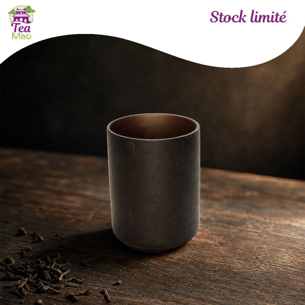 Tasse japonaise noire 220ml en céramique dégradé ombré – isolante chaud et froid, TEA MAO