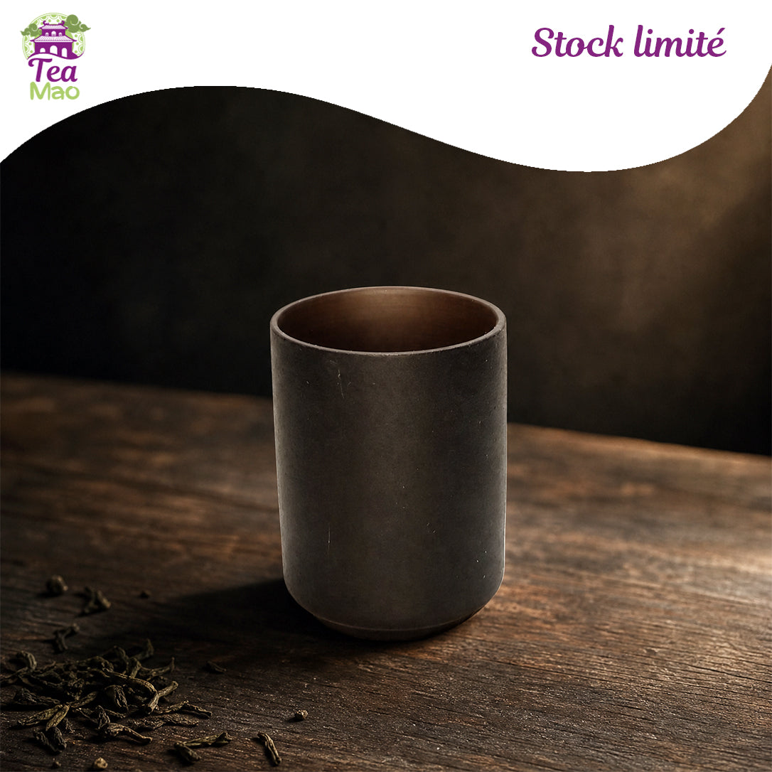Tasse japonaise noire 220ml en céramique dégradé ombré – isolante chaud et froid, TEA MAO