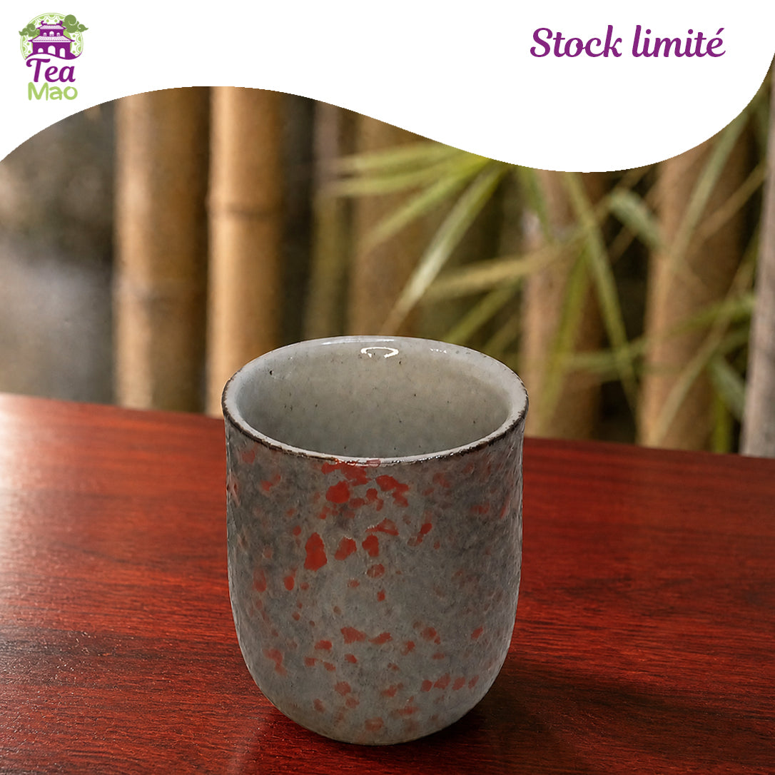 Tasse japonaise à infusion 128ml rouge et grise en céramique – style traditionnel japonais, TEA MAO