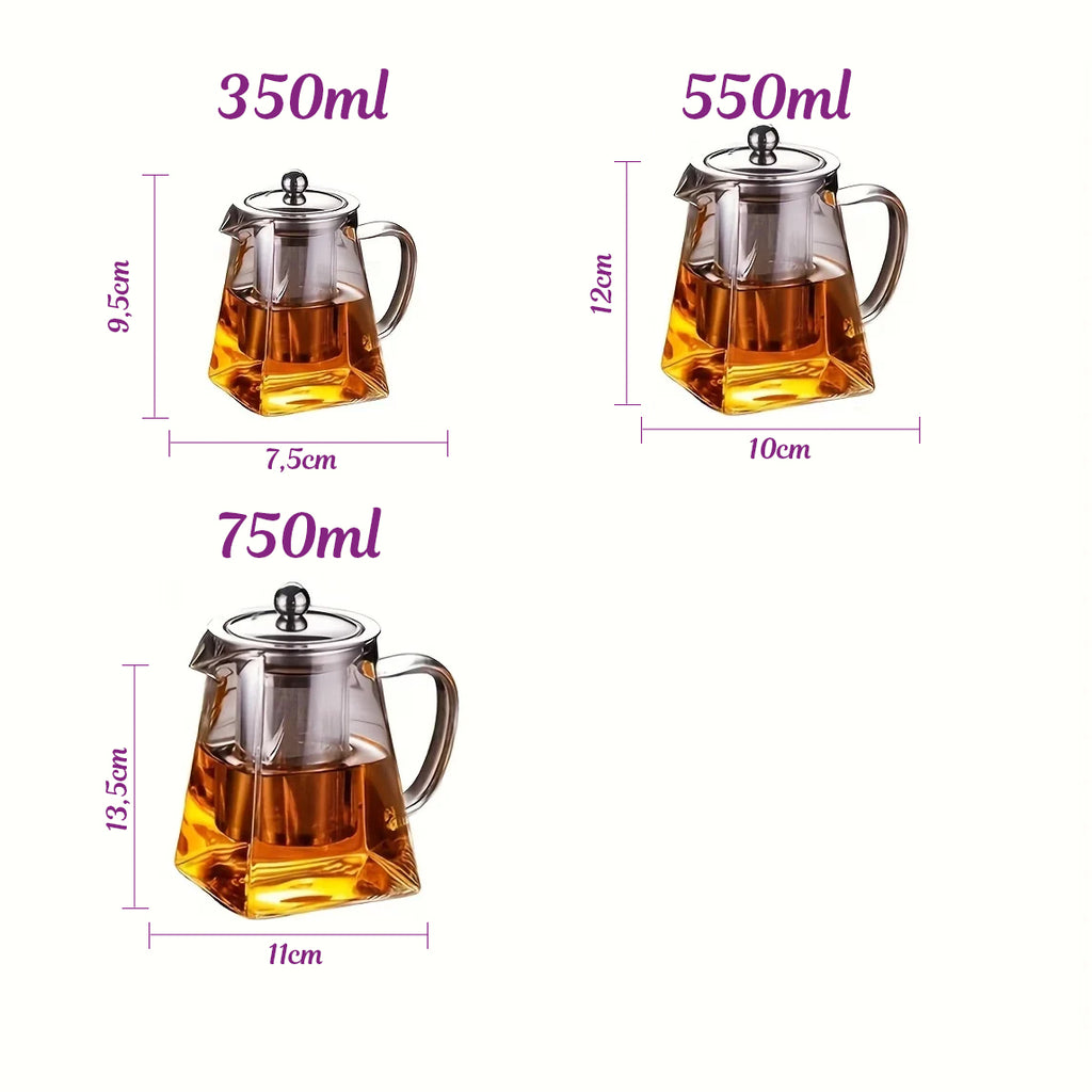 Tisanière en verre transparent avec infuseur et couvercle – grande capacité pour infusions en vrac, TEA MAO