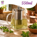 Tisanière en verre transparent 550ml avec infuseur et couvercle – infusions en vrac à la maison, TEA MAO